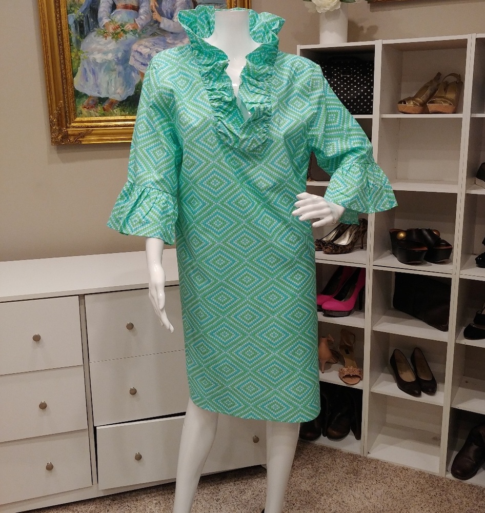 NATTIE MACK RUFFLE BELL SLEEVE DRESS XS, S, L - Picture 6 of 8